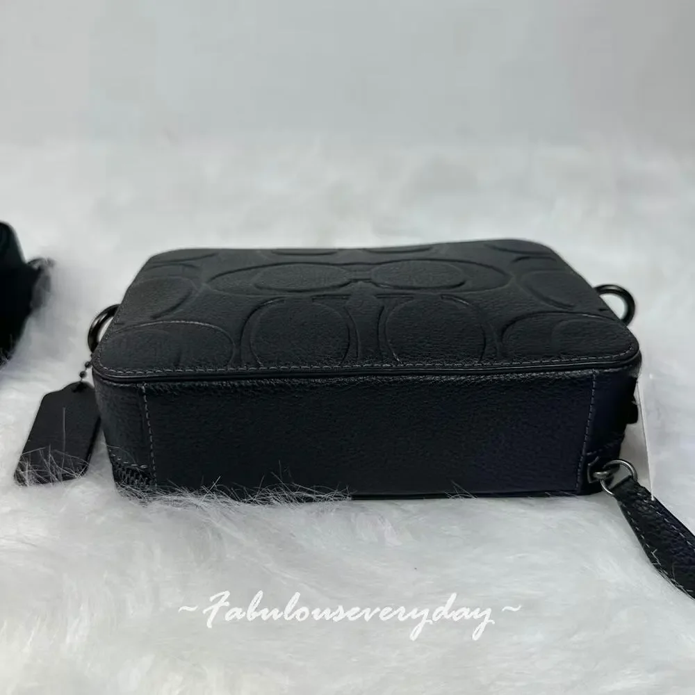 Coach Men's Charter Crossbody Bag 19 In Maxi Signature Leather/Black CBG19 NWT